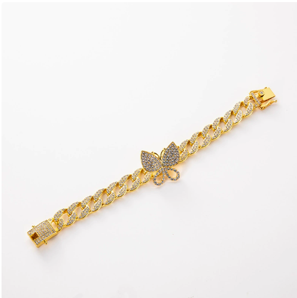 Iced-Out Butterfly Cuban Link Necklace