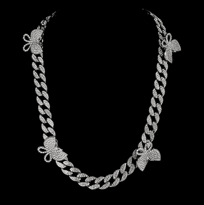 Iced-Out Butterfly Cuban Link Necklace