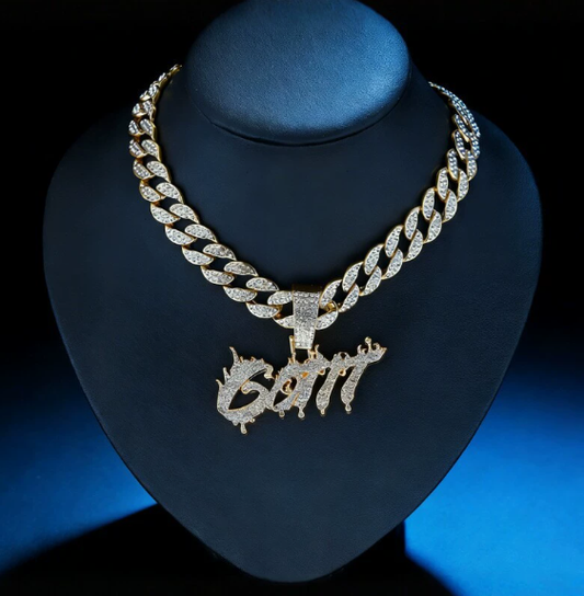 Flame “GOTT” Iced Cuban Pendant Chain