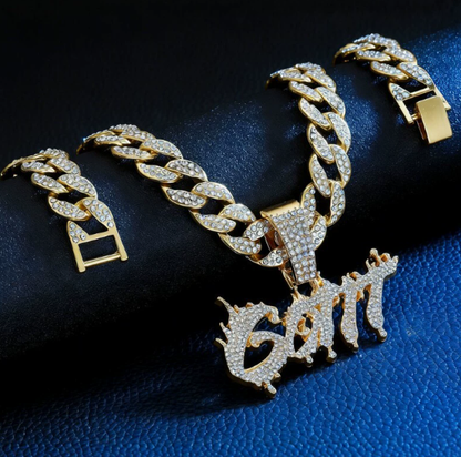 Flame “GOTT” Iced Cuban Pendant Chain