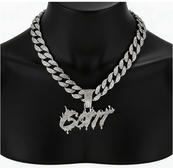 Flame “GOTT” Iced Cuban Pendant Chain