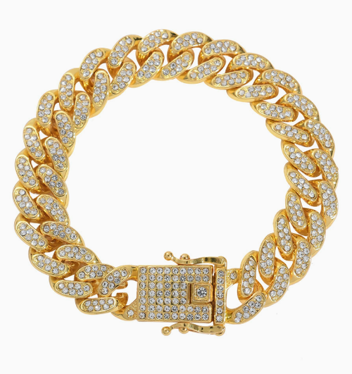 13mm full-diamond Cuban-style ankle chain