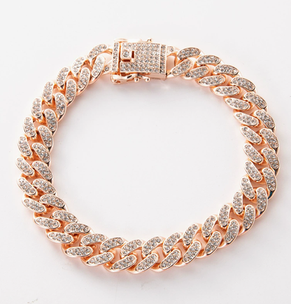 13mm full-diamond Cuban-style ankle chain