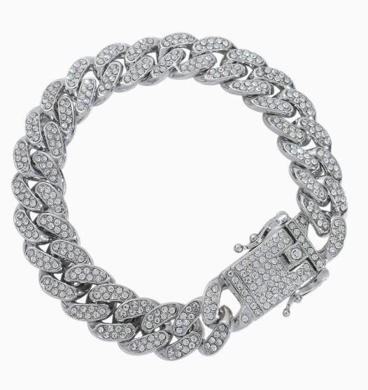 13mm full-diamond Cuban-style ankle chain