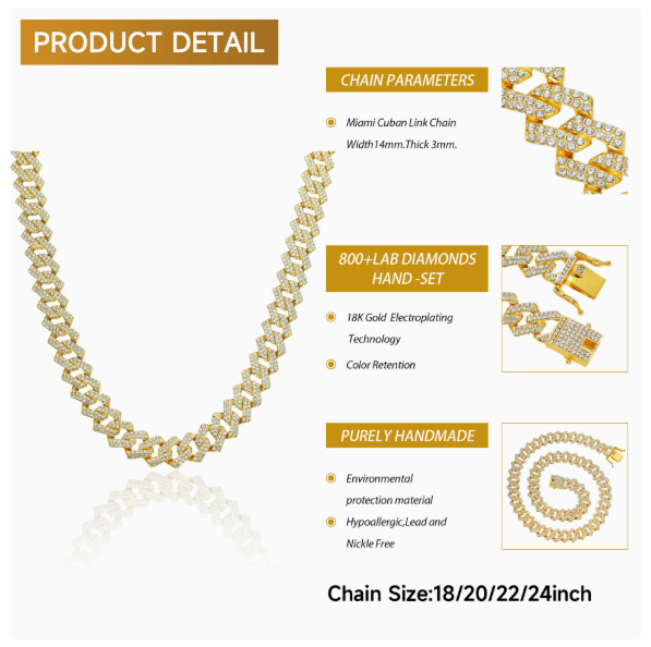 14mm Iced Diamond Cuban Chain