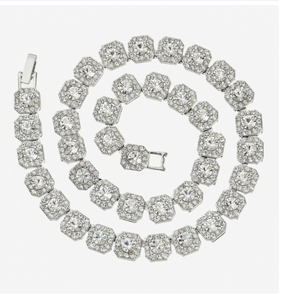 Blue Sapphire Iced Cuban Chain Necklace